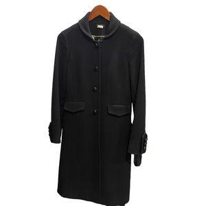 J.Crew Wool Lady Coat Black with Brown Buttons Size 2